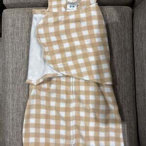 HALO Micro-Fleece Sleepsack Swaddle, Gingham Tan, Small, 3-6 Months